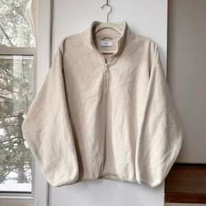 Aritzia TNA Sno Polar Quarter Zip Pullover Fleece Jacket Cream Medium